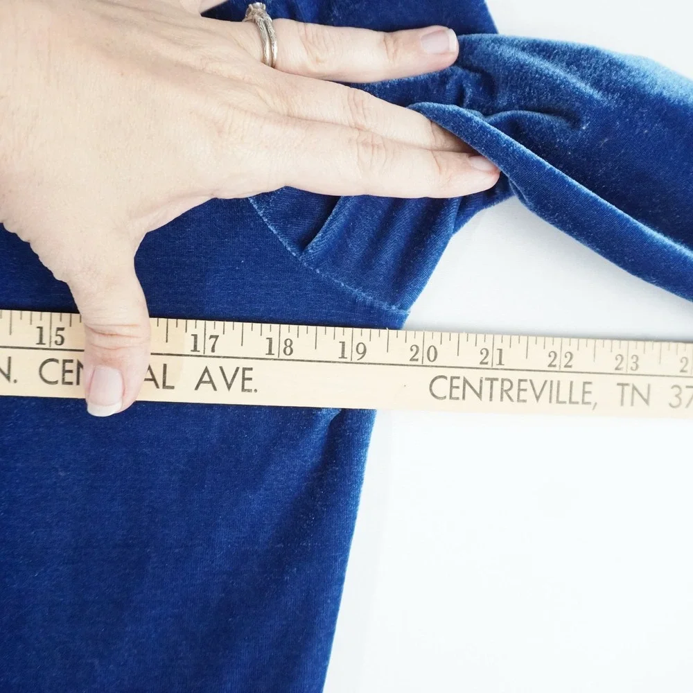VTG City Hearts Blue Velvet Pant Set Long Sleeve Top‎ Matching Set Mature Party - Picture 8 of 14